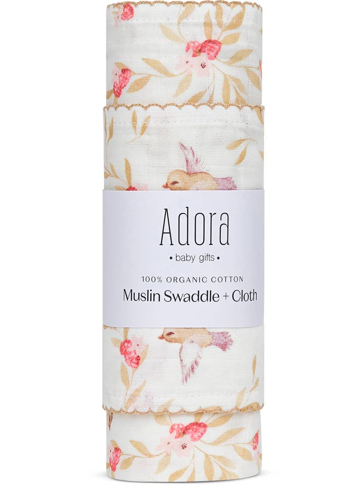 Adora Baby Gifts - Wholesale Swaddle - Baby - Vine Girls Swaddle + Cloth