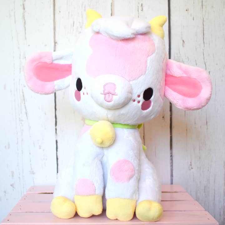 Shortcake the Strawberry Cow Plush Toy for wholesale by Bright Bat Design