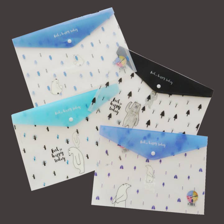 B4 size File folder Transparent Envelope with button lock for wholesale by Especially Selected Trading eK