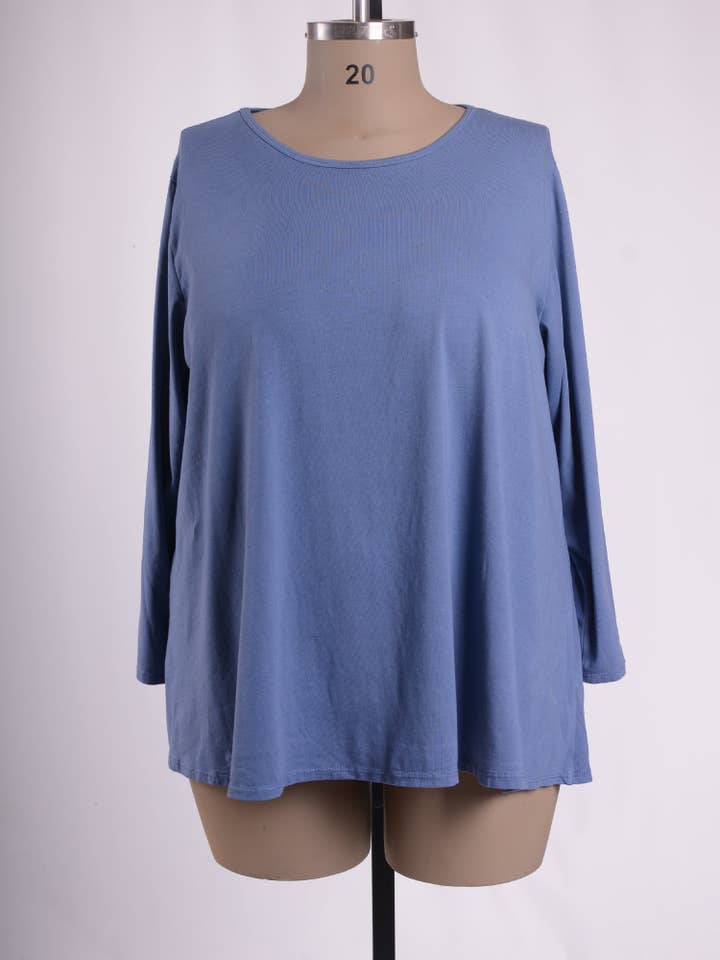 Swingtop van katoen met ronde hals 20516 met lange mouwen voor wholesale door Jeld Wholesale