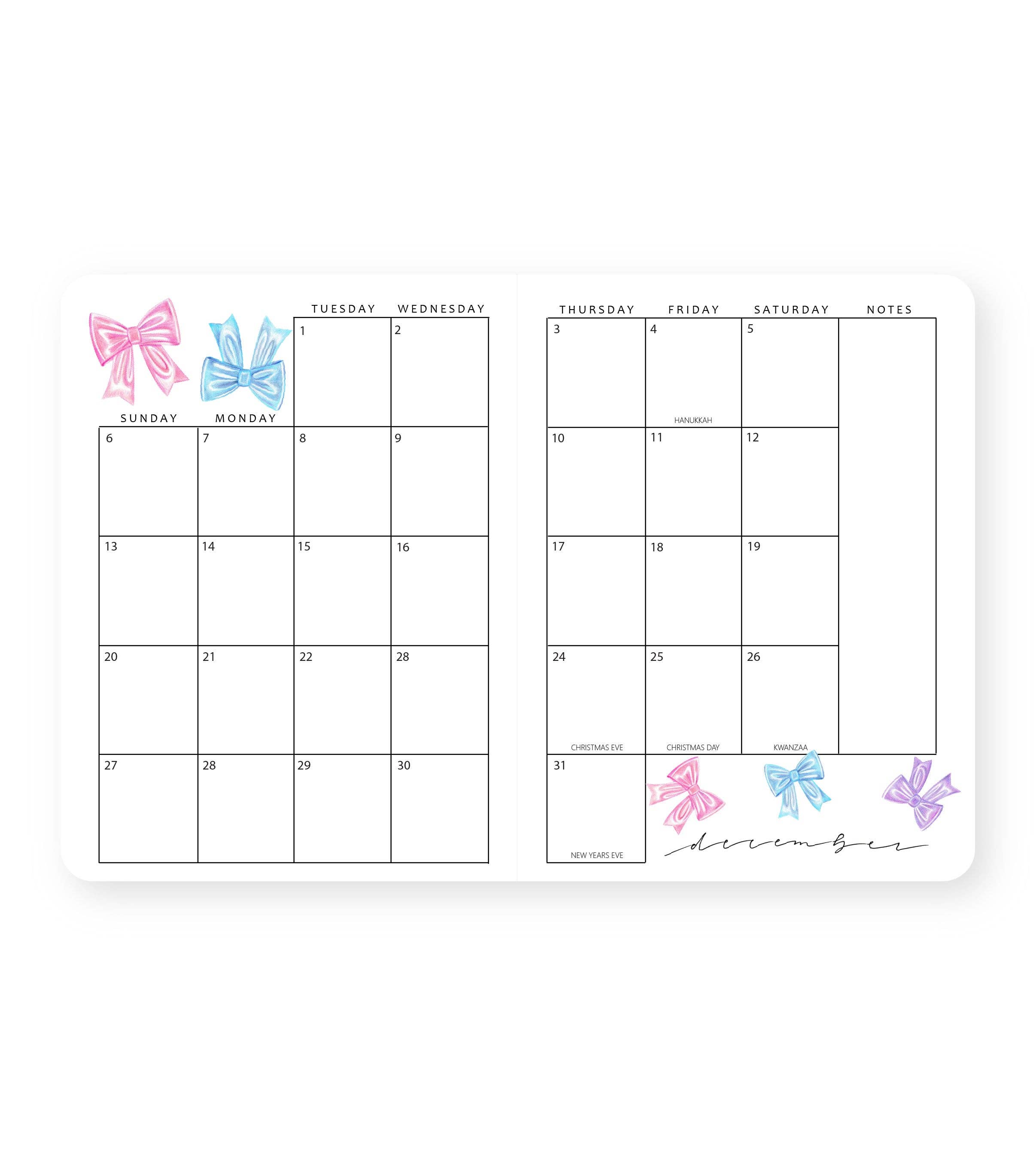 Linda Tong Planners - Wholesale Planner - 2026 Monthly Planner Bows12