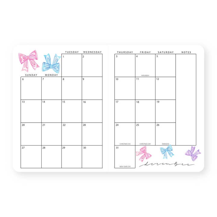Linda Tong Planners - Wholesale Planner - 2026 Monthly Planner Bows12