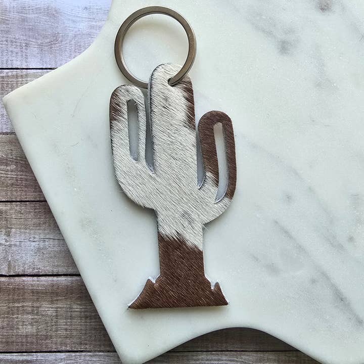 Ranchers Closet - Wholesale Keychain - Unisex - 10 pcs. Genuine Cowhide Cactus Keychain – Handmade Hair-On 3
