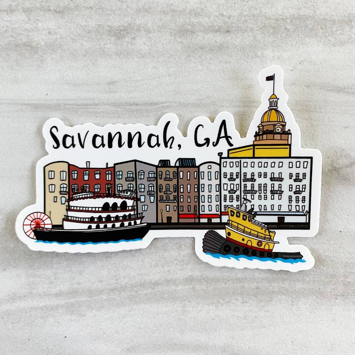 Savannah River Georgia Sticker for wholesale by Nanner Designs