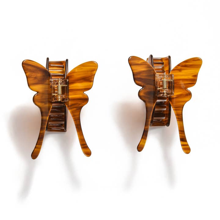 Pince à cheveux papillon marron chic, accessoires insectes en acétate pour la vente par SoapElenGlen