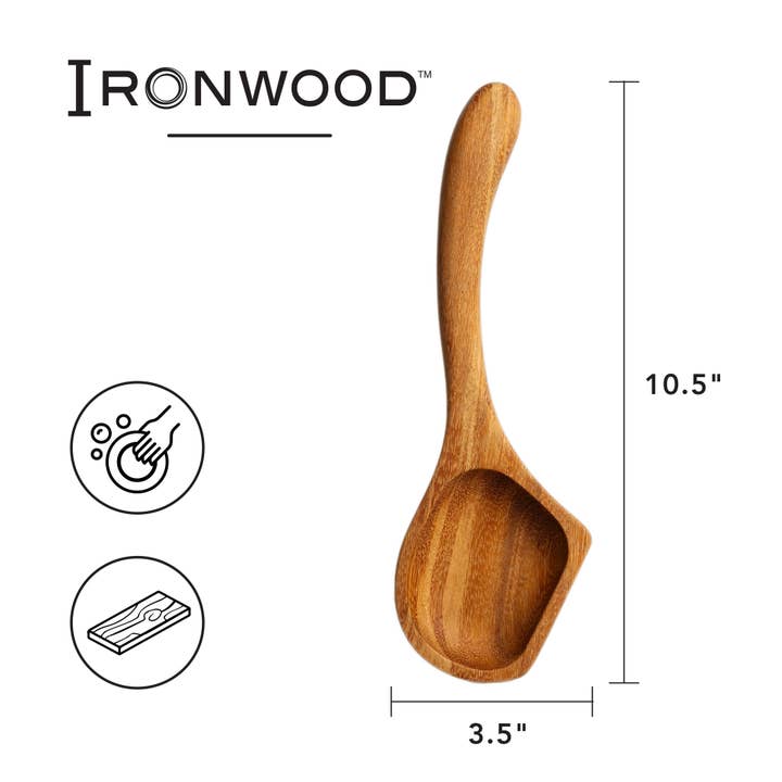 Fox Run Brands – Colher de cozinha por atacado – Colher de Madeira de Acácia Ironwood Gourmet, Colher de Frigideira de 10,5"