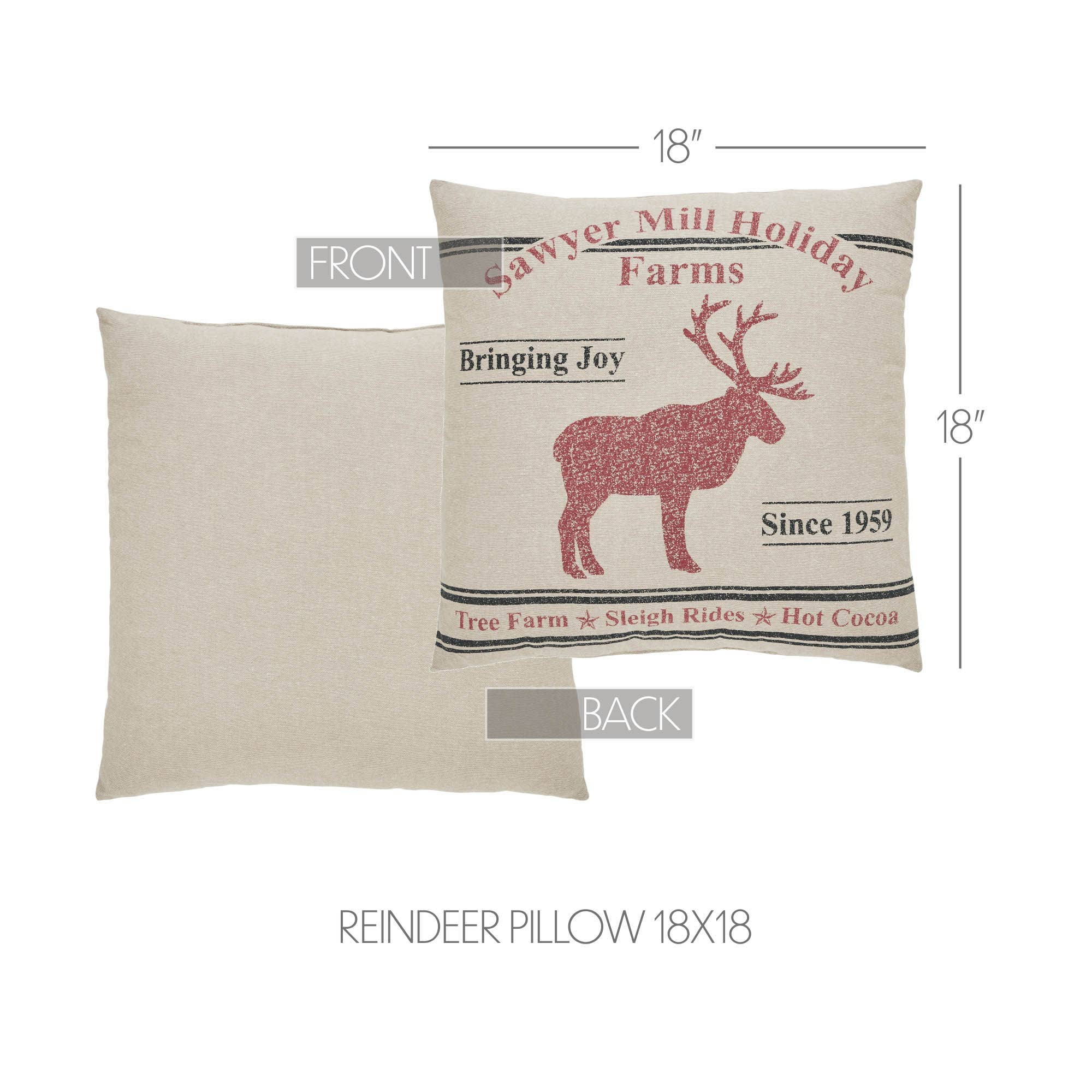 VHC Brands - Wholesale Throw/Decorative Pillow - Sawyer Mill Reindeer Pillow 18x183