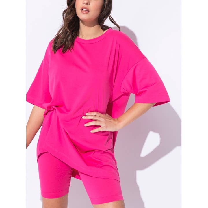 Coloring You – Conjuntos Casual - Mulher por atacado – FSG-ST8296 CONJUNTO DE SHORTS DE CAMISETA DE GRANDES DIMENSÕES E CAMISA DE MOTOQUEIRO4