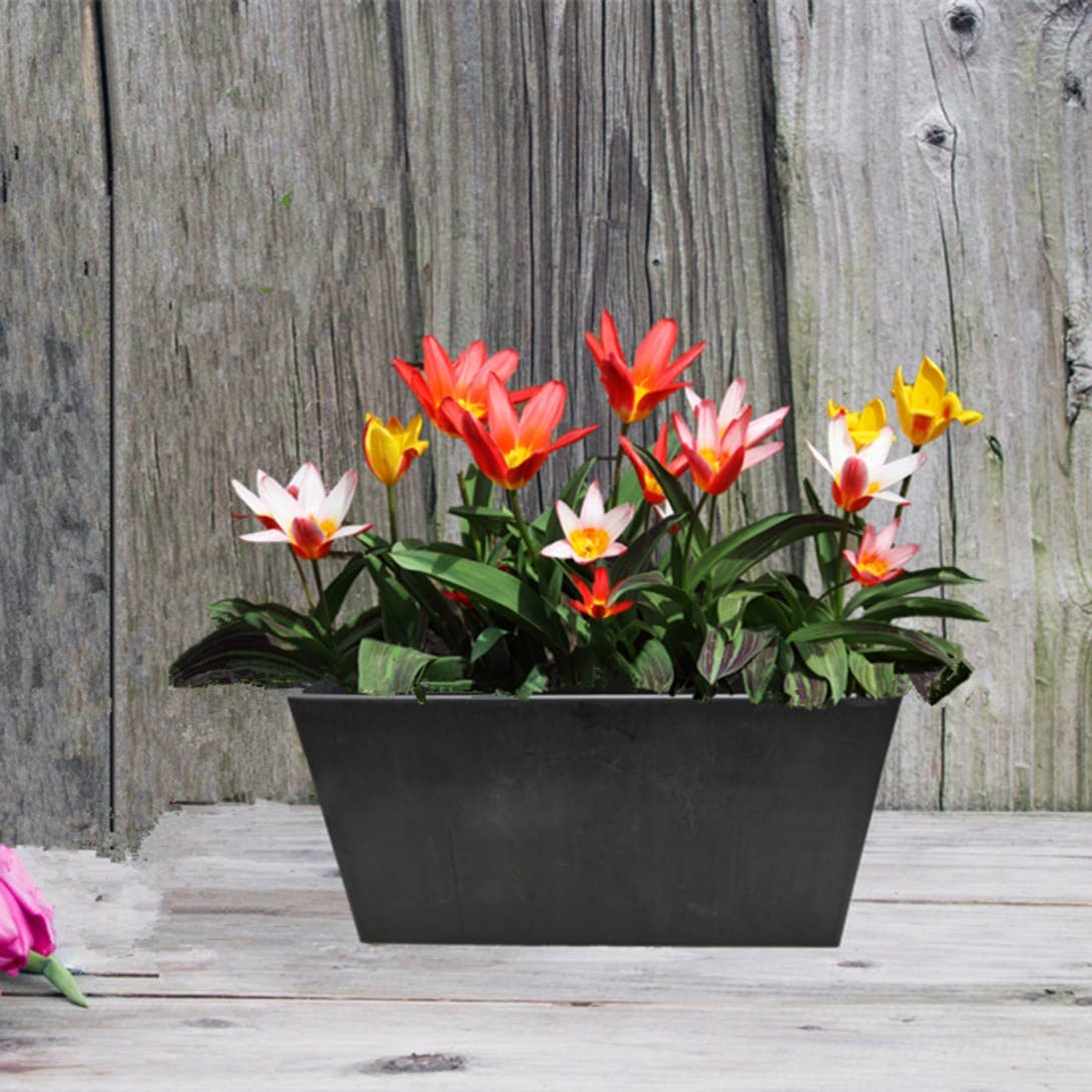 Hi-Line Gift Ltd. - Wholesale Plant Pot - 25In Wide Rectangle Plastic Planter - Black0