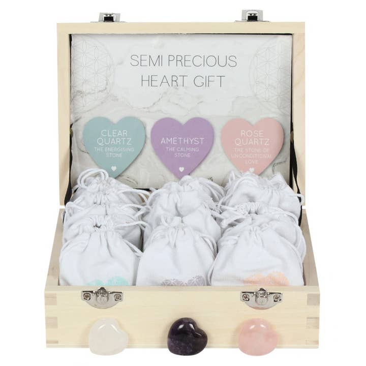 Something Different Wholesale - Wholesale Spiritual Stone/Crystal - Box of 24 Healing Crystal Heart Charm Stones