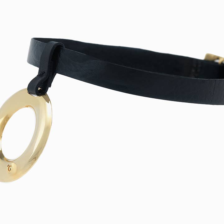 Modern Forms Gold Plated Faux Leather Choker for wholesale by Viviane Guenoun