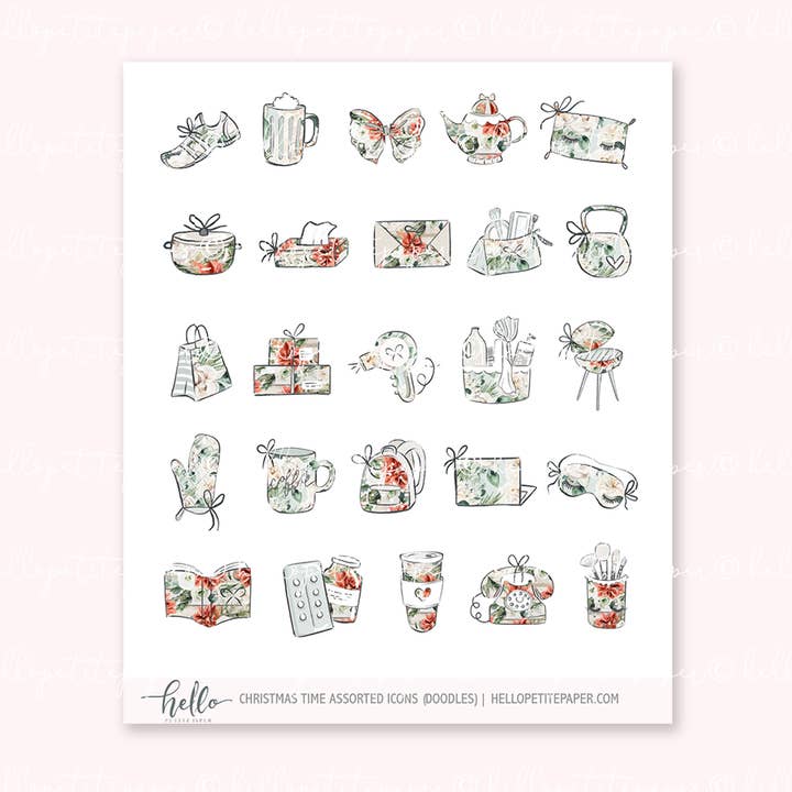 Doodle icons (CHRISTMAS TIME) - planner stickers for wholesale by Hello Petite Paper
