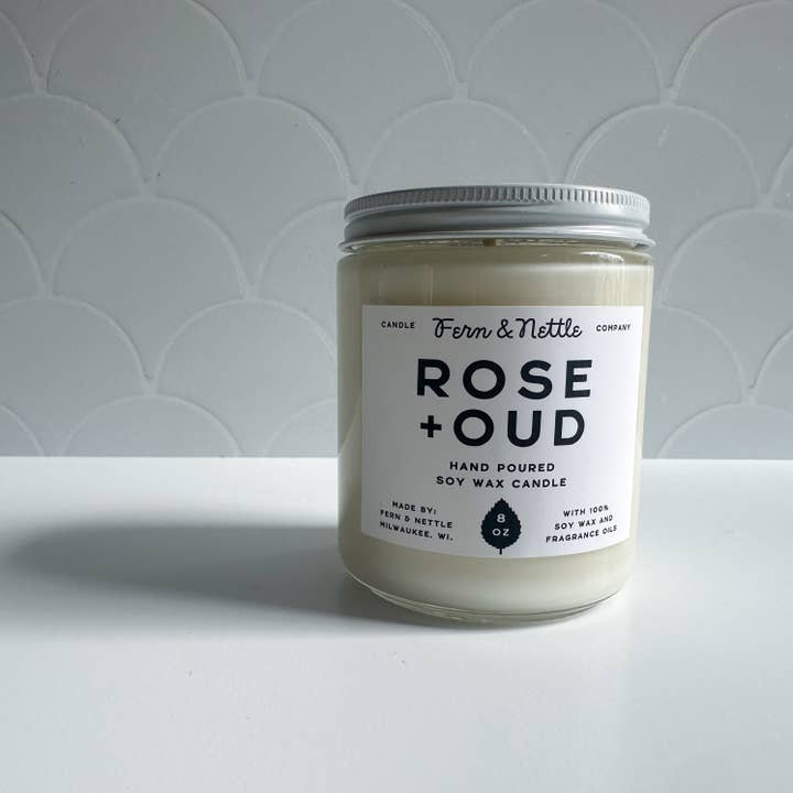 Fern and Nettle - Wholesale Jar/Filled Candle - Rose+Oud Soy Wax Candle2