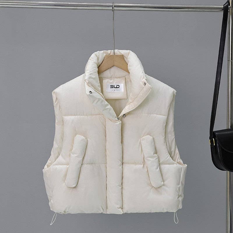 UZ Wholesale Store - Vente Veste sans manches – femme - Gilet court en coton décontracté de couleur unie2