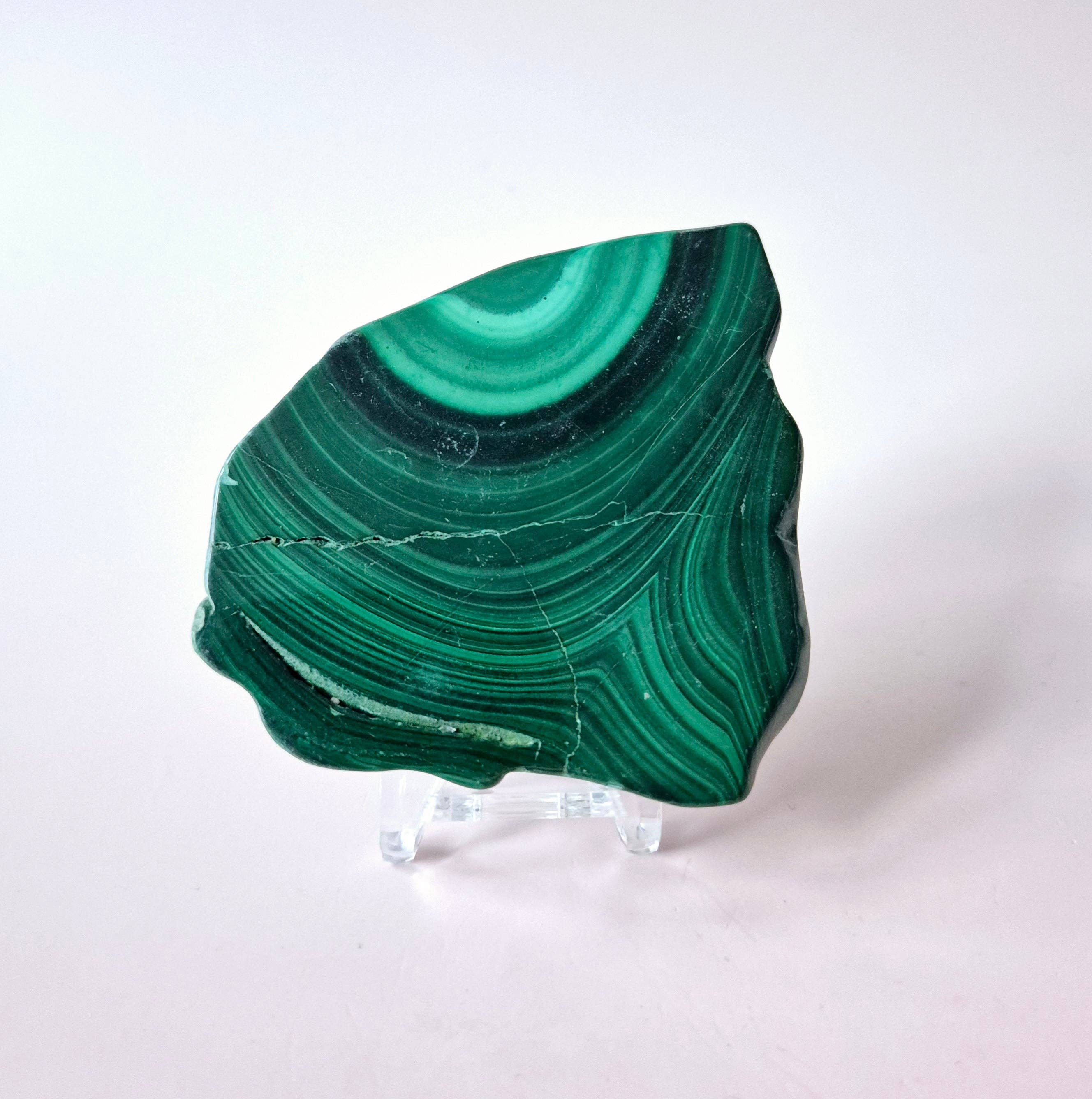 Moonlight Gemstones - Wholesale Spiritual Stone/Crystal - Gemstone Malachite Slice on Stand (50-80g)2