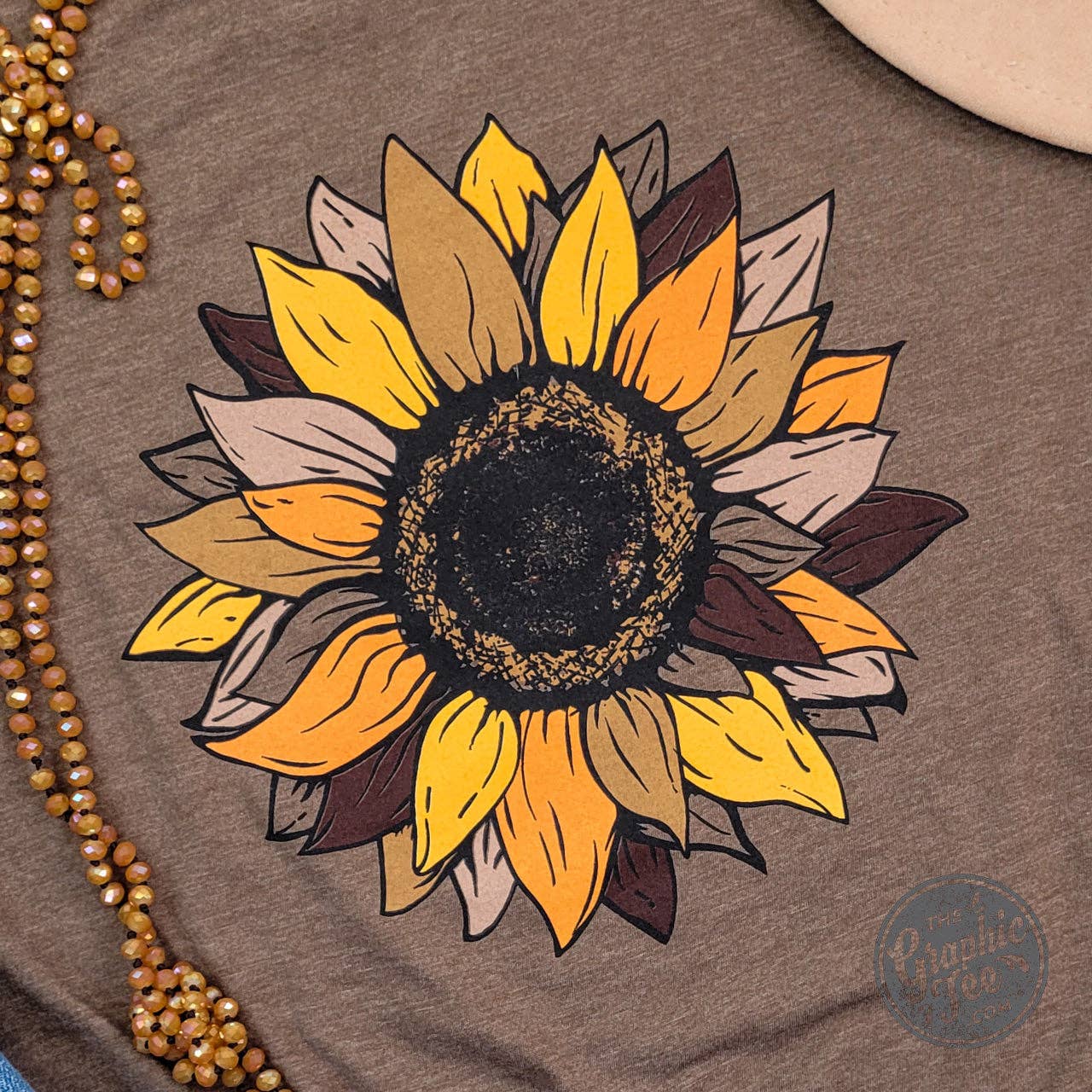 Heather Brown *GROOTHANDEL* Fall Sunflower Heather bruin T-shirt met korte mouwen voor groothandel op Faire1