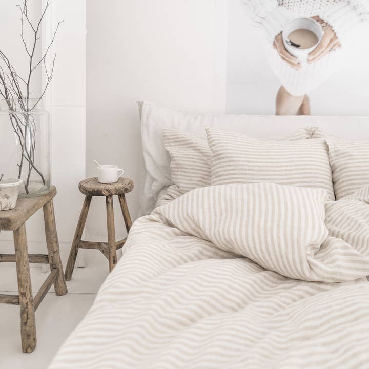 MagicLinen - Wholesale Duvet Cover - Striped in Natural Duvet Cover