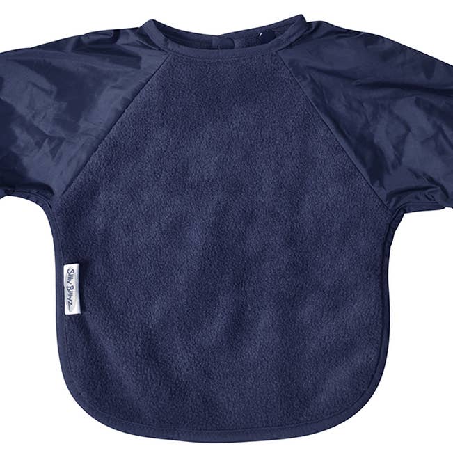 Babador de manga comprida de lã azul marinho por atacado de Silly Billyz