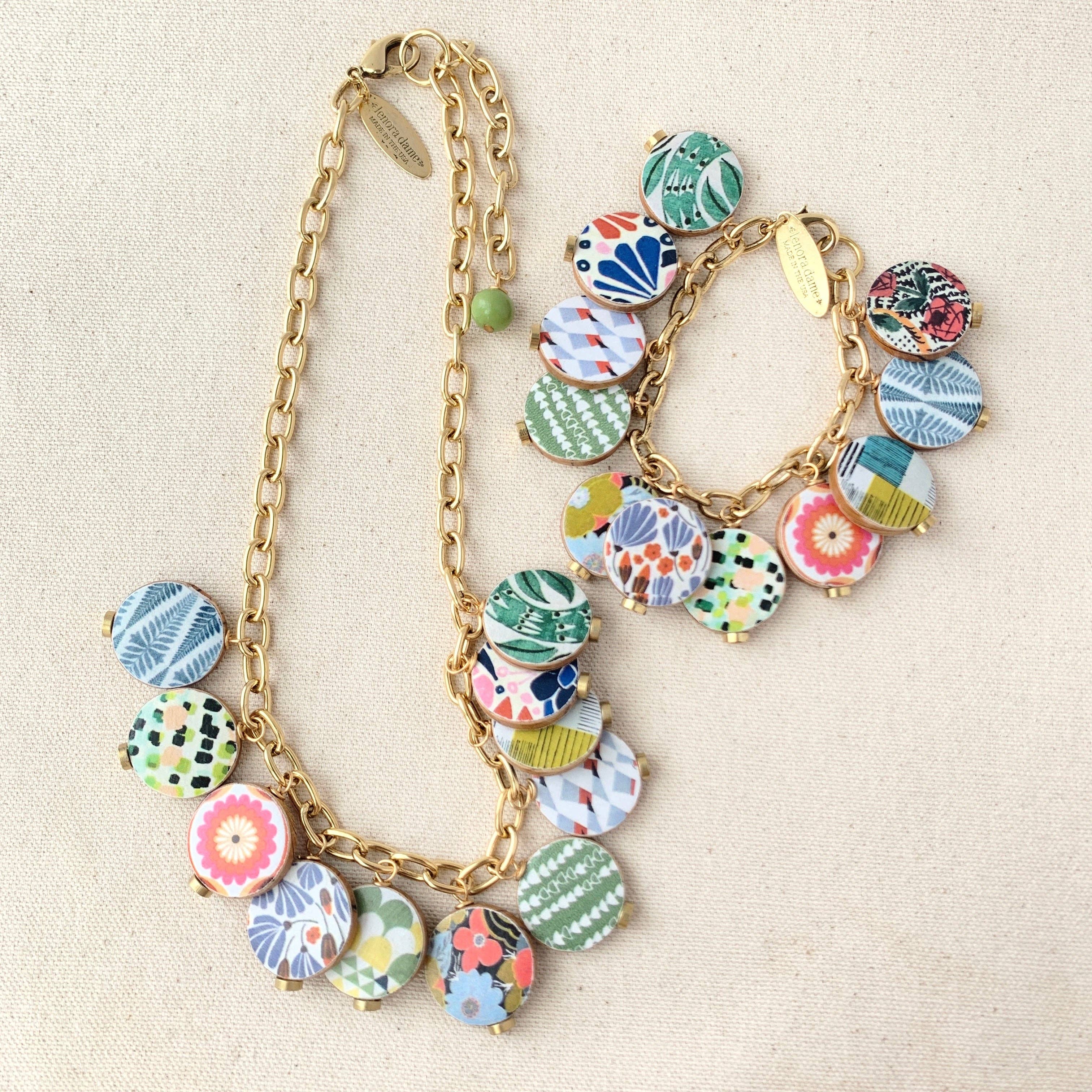 Lenora Dame - Wholesale Charm/Dangle Bracelet - Folk Art Wooden Discus Charm Bracelet3