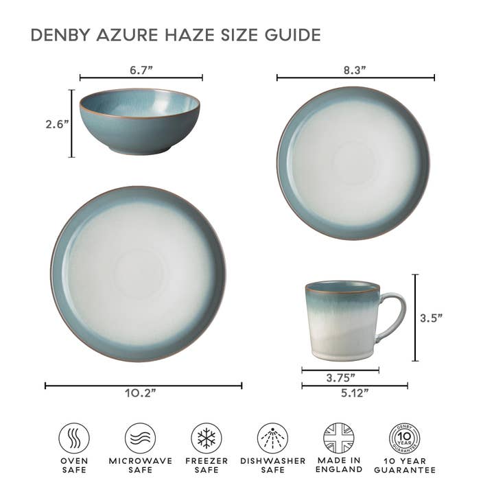Denby - Wholesale Dinnerware Set - Azure Haze Coupe 16 Pc Set
