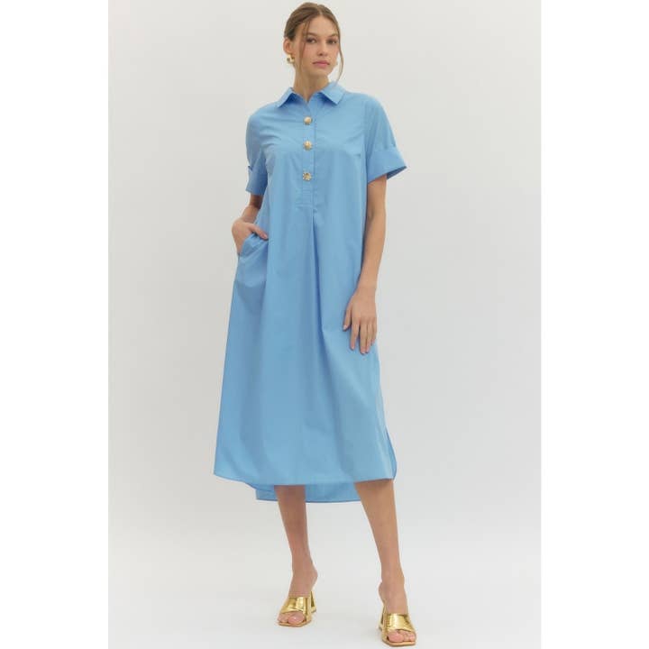 Massiv kortärmad midiklänning för wholesale av STYLE USA