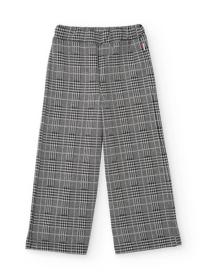 Girl's plaid pants in gray tones with a straight cut for wholesale by tuc tuc