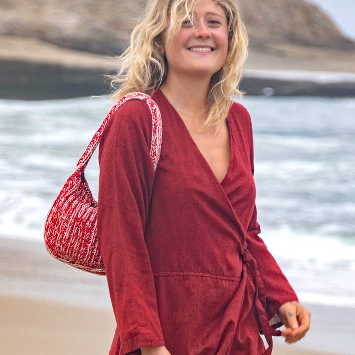 Zig Zag Asian Collection - Wholesale Top Handle Bag - Women's - Two-Tone Wool Handbag3