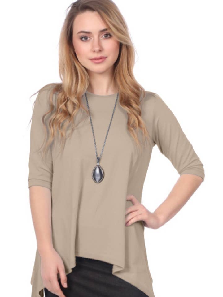 Kosher Casual - Wholesale Tunic - Women's - Modest Handkerchief Tunic Top - 3/4 Sleeve Comfort Flow Design