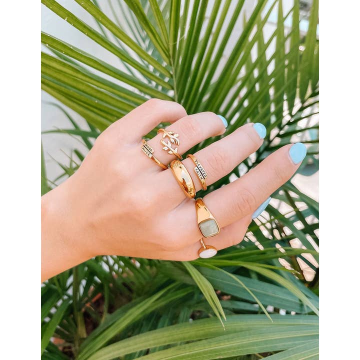 Elevated Faith - Vente Anneau/bague à empiler - Bague branche d'olivier en or