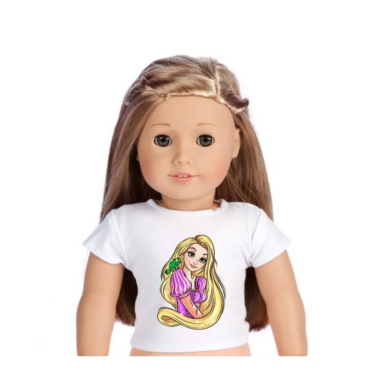Long Hair Princess 18 Inch Doll Custom T-Shirt Top for wholesale by Hatch & Hug