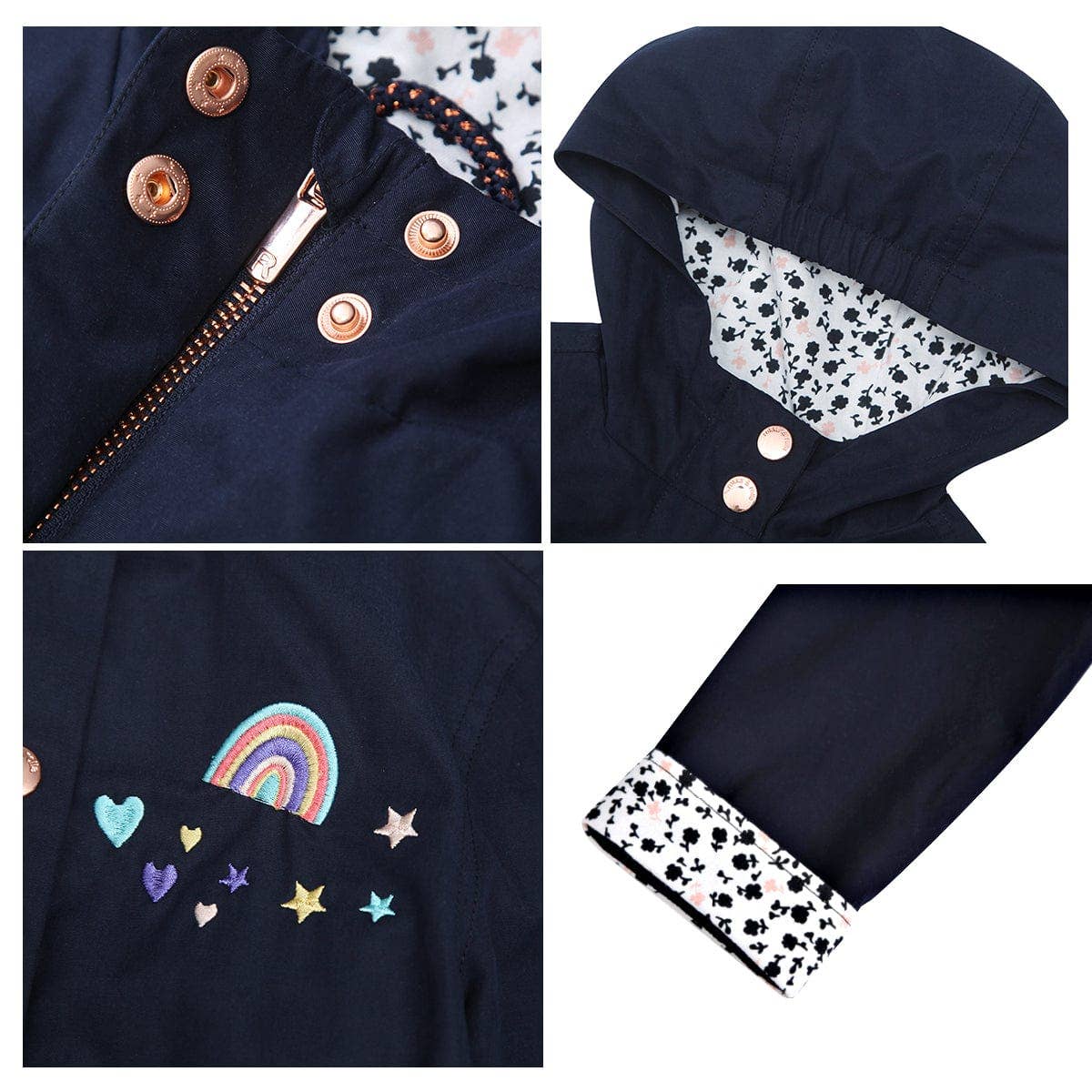 Rokka & Rolla - Wholesale Windbreaker - Kids - Girls' Light Rain Jacket Hooded Trench Coat10