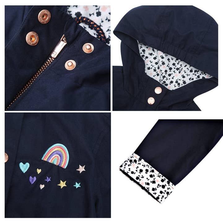 Rokka & Rolla - Wholesale Windbreaker - Kids - Girls' Light Rain Jacket Hooded Trench Coat10