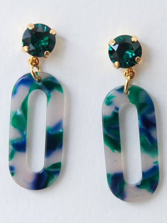 Green and Blue Statement Earrings for wholesale by TrendingAbove Jewelry