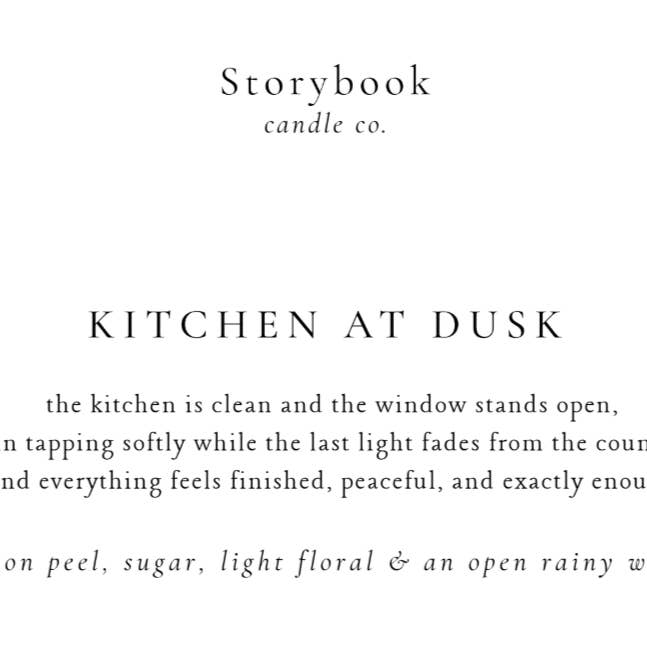 Køkken ved skumring for engroshandel hos Storybook Candle Company