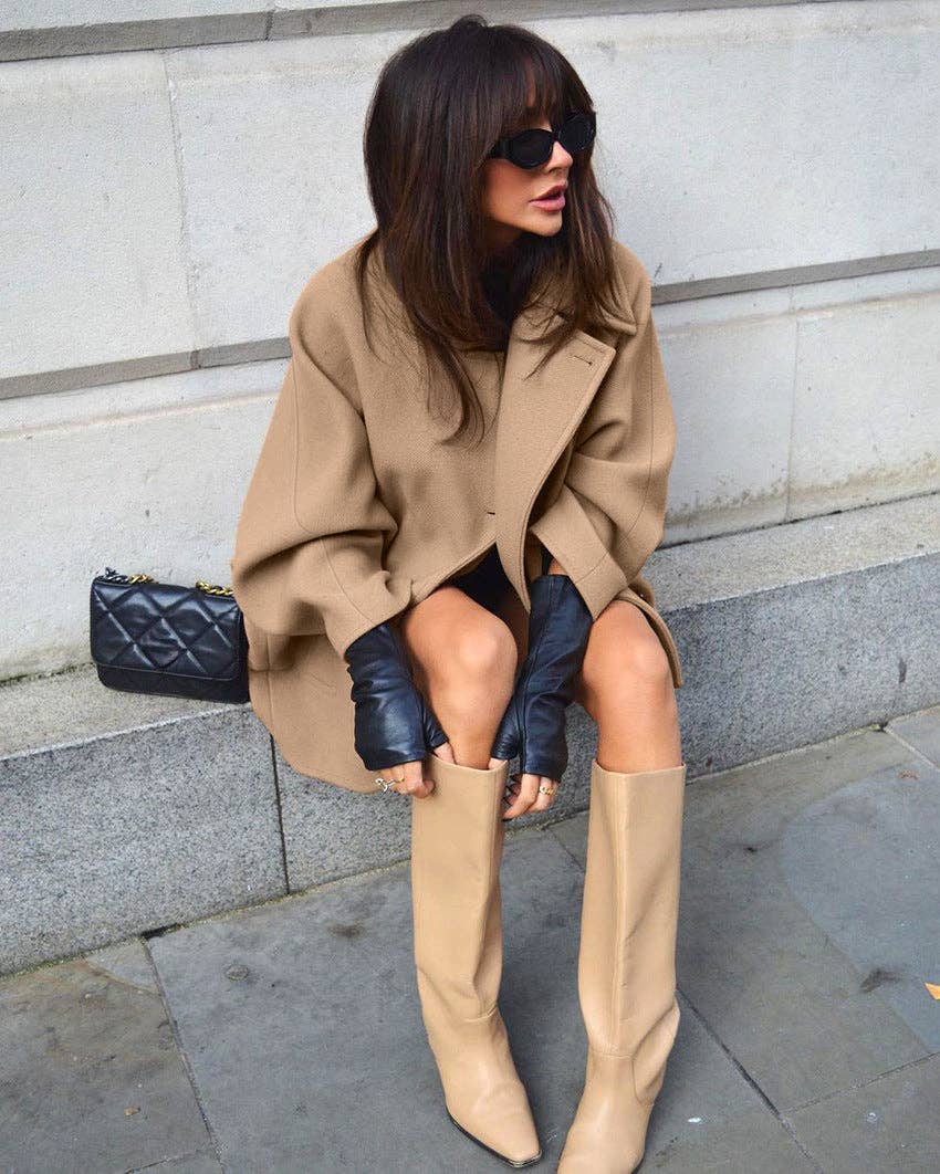 Marayn – wholesale Cardigan – Women’s – Autumn Chic Brown Wool Batwing Cardigan14