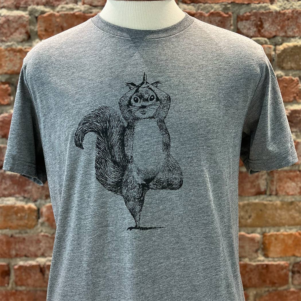 Lucky Monkey - Wholesale Screen Printed T-Shirt - Women's - Unisex Squirrel Yoga Tee 0