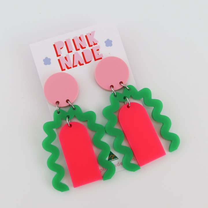 'Nat' Dangle Candy Pink / Green / Hot Pink for wholesale by Pink Nade