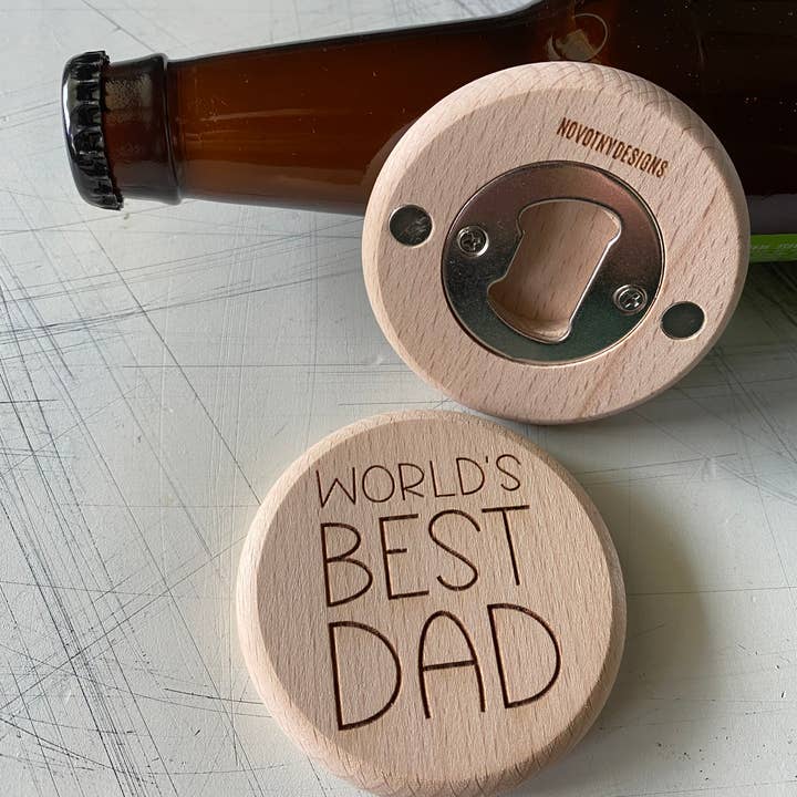 Novotny Designs - Wholesale Bottle/wine opener - World’s Best Dad - magnetic wood bottle opener2