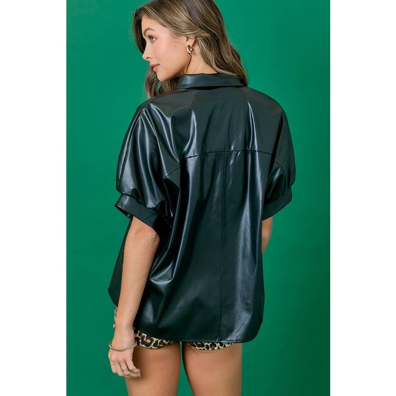 STYLE USA - Wholesale Tunic - Women's - PU COLLARED OVERSIZED SHIRT3