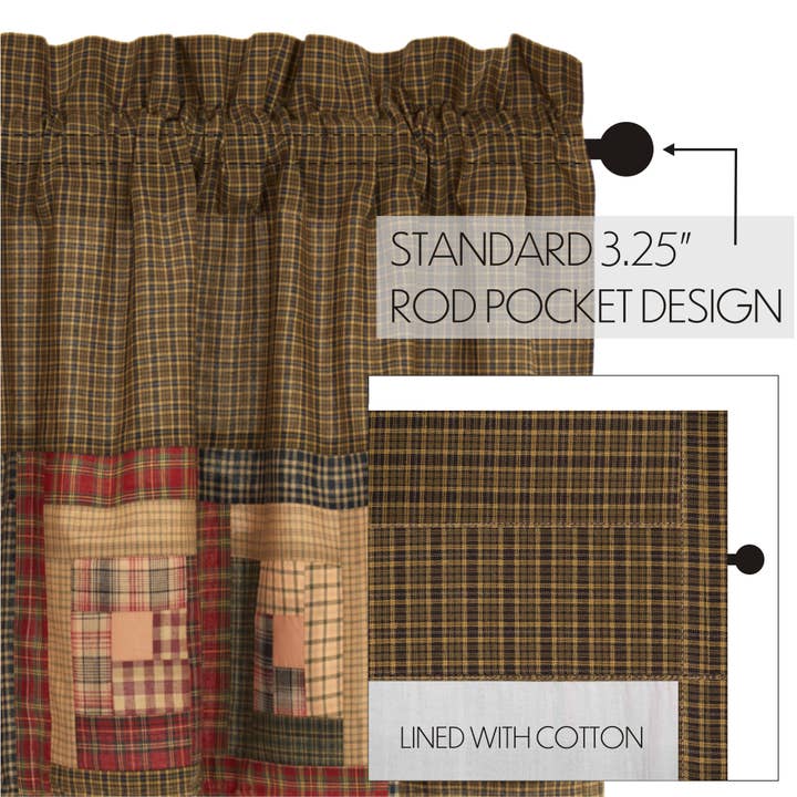 VHC Brands - Wholesale Valance - Tea Cabin Valance Log Cabin Block Border 20x72