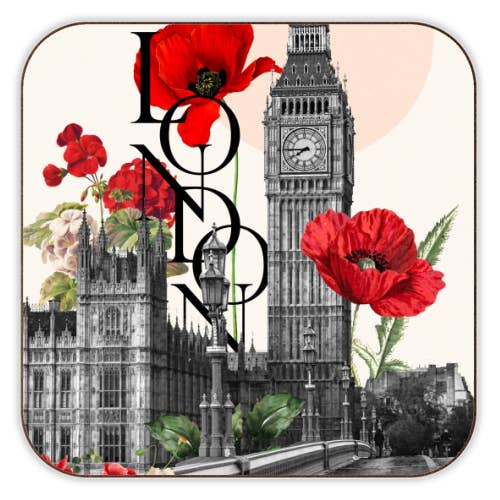 Sous-verres « Londres en fleurs » pour la vente par ART WOW