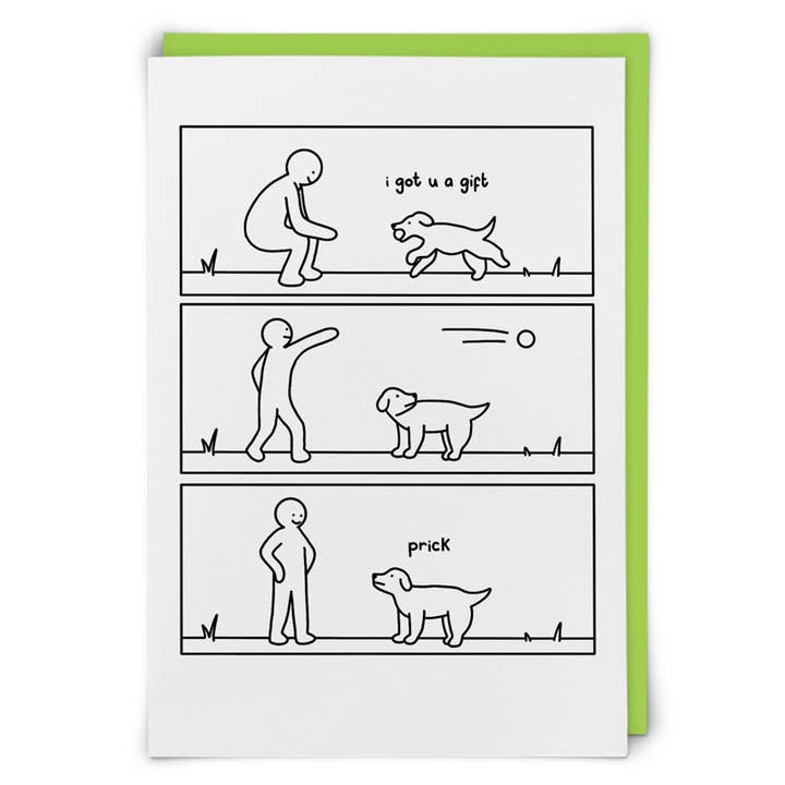 Carte de vœux Prick pour la vente par Redback Cards UK