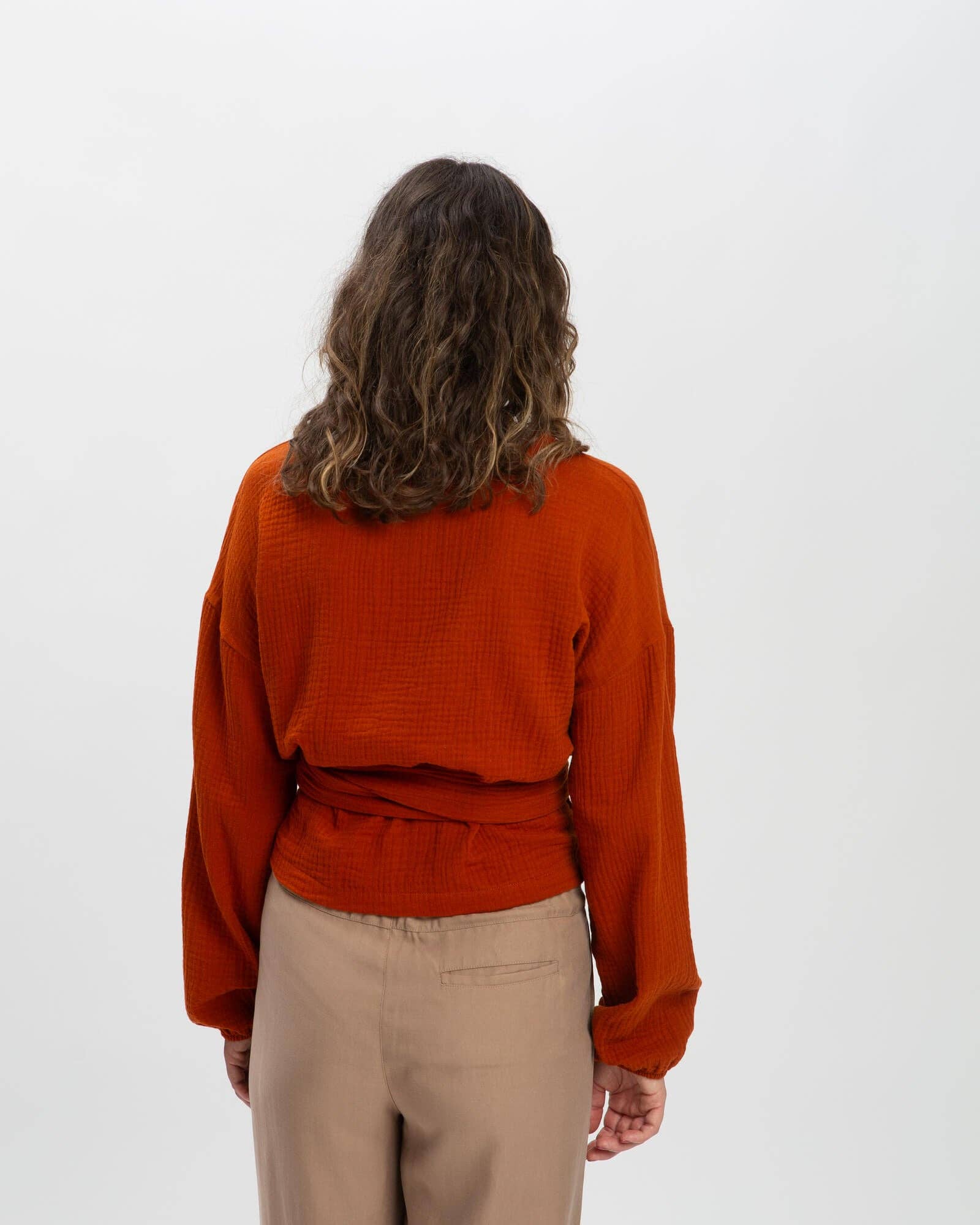 Matona - Wholesale Blouse - Women's - Muslin Wrap Blouse brick3