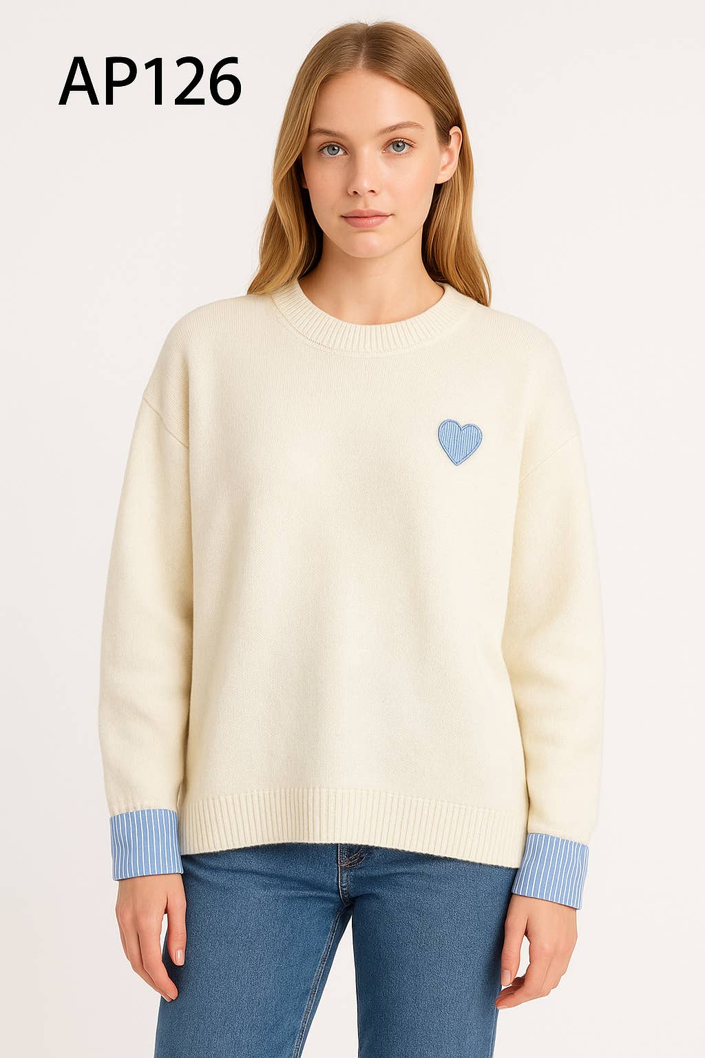 Afinity - Wholesale Knit Sweater - Women's - Cream sweater AP126