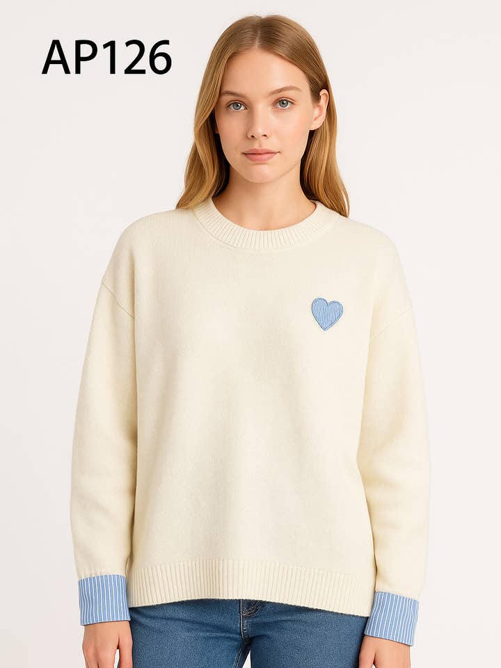 Afinity – wholesale Knitted jumper – Women′s – Cream sweater AP1260