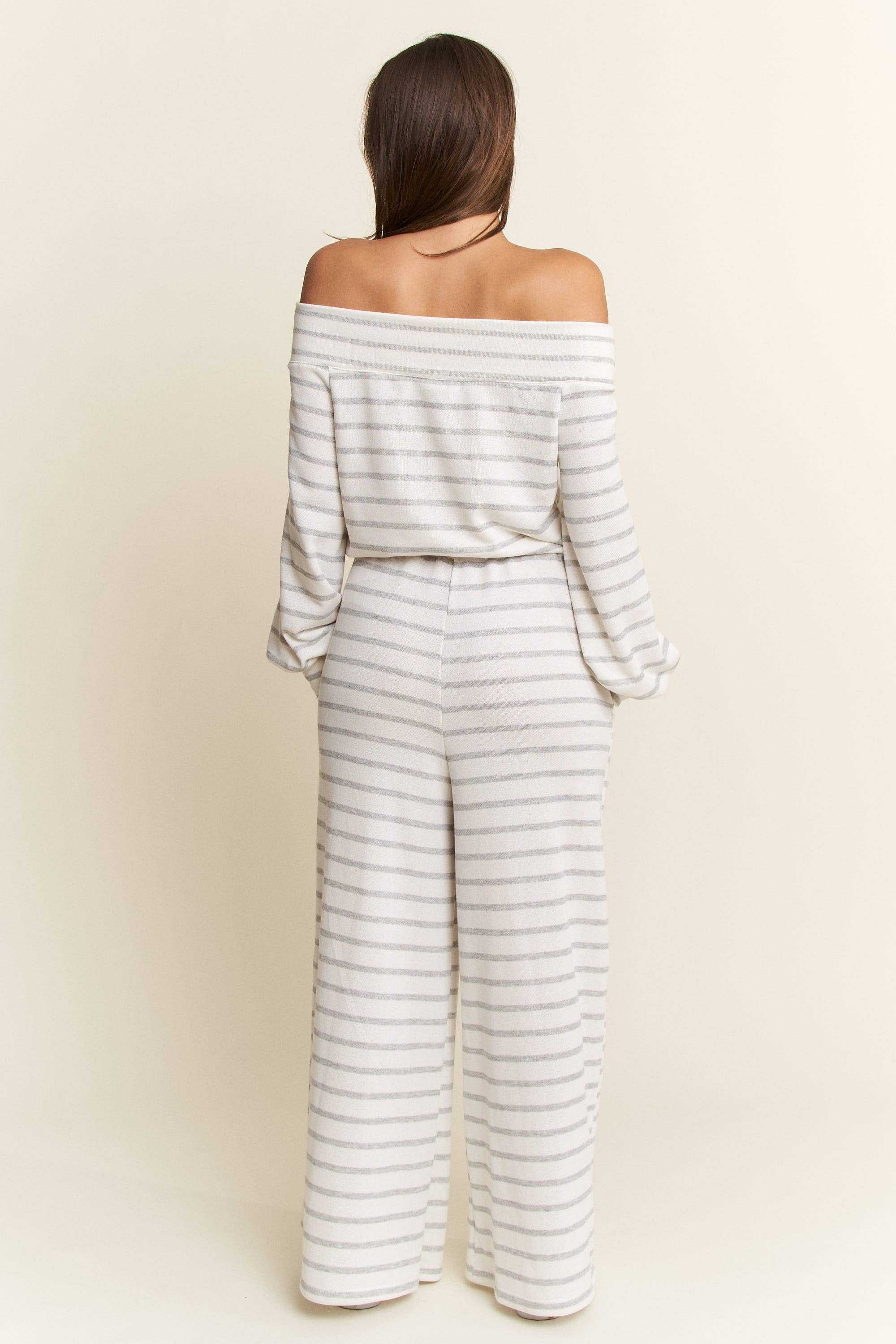 JADE BY JANE PLUS - Wholesale Jumpsuit - Women's - (PLUS SIZE) OFF-SHOULDER STRIPED TERRY JUMPSUIT22