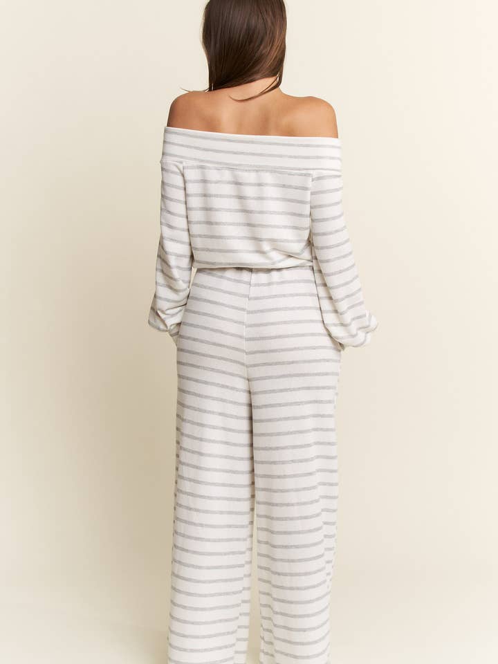 JADE BY JANE PLUS - Wholesale Jumpsuit - Women's - (PLUS SIZE) OFF-SHOULDER STRIPED TERRY JUMPSUIT22