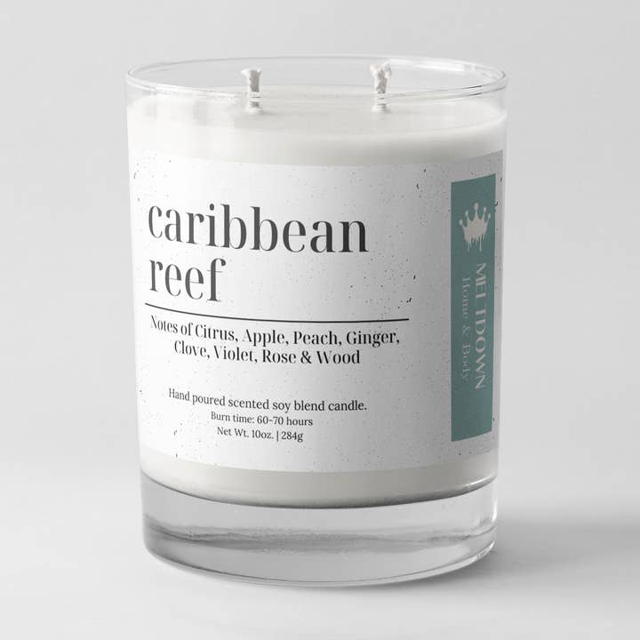 CARIBBEAN REEF 10oz. Candle for wholesale by MELTDOWN Home & Body
