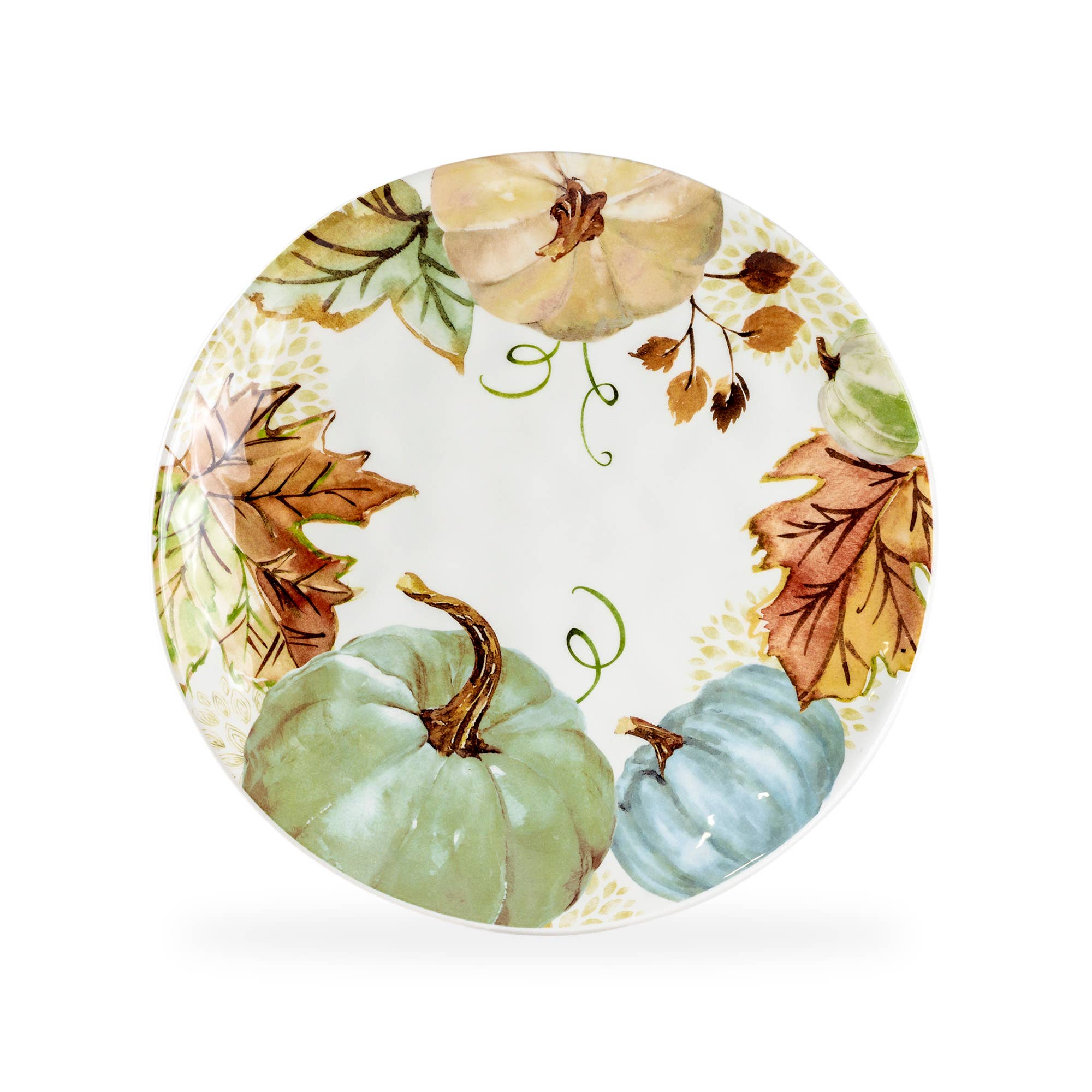 Grace Teaware - Wholesale Dinner Plate - Fall Pumpkins with Leaves 10.5" Dinner Plate1