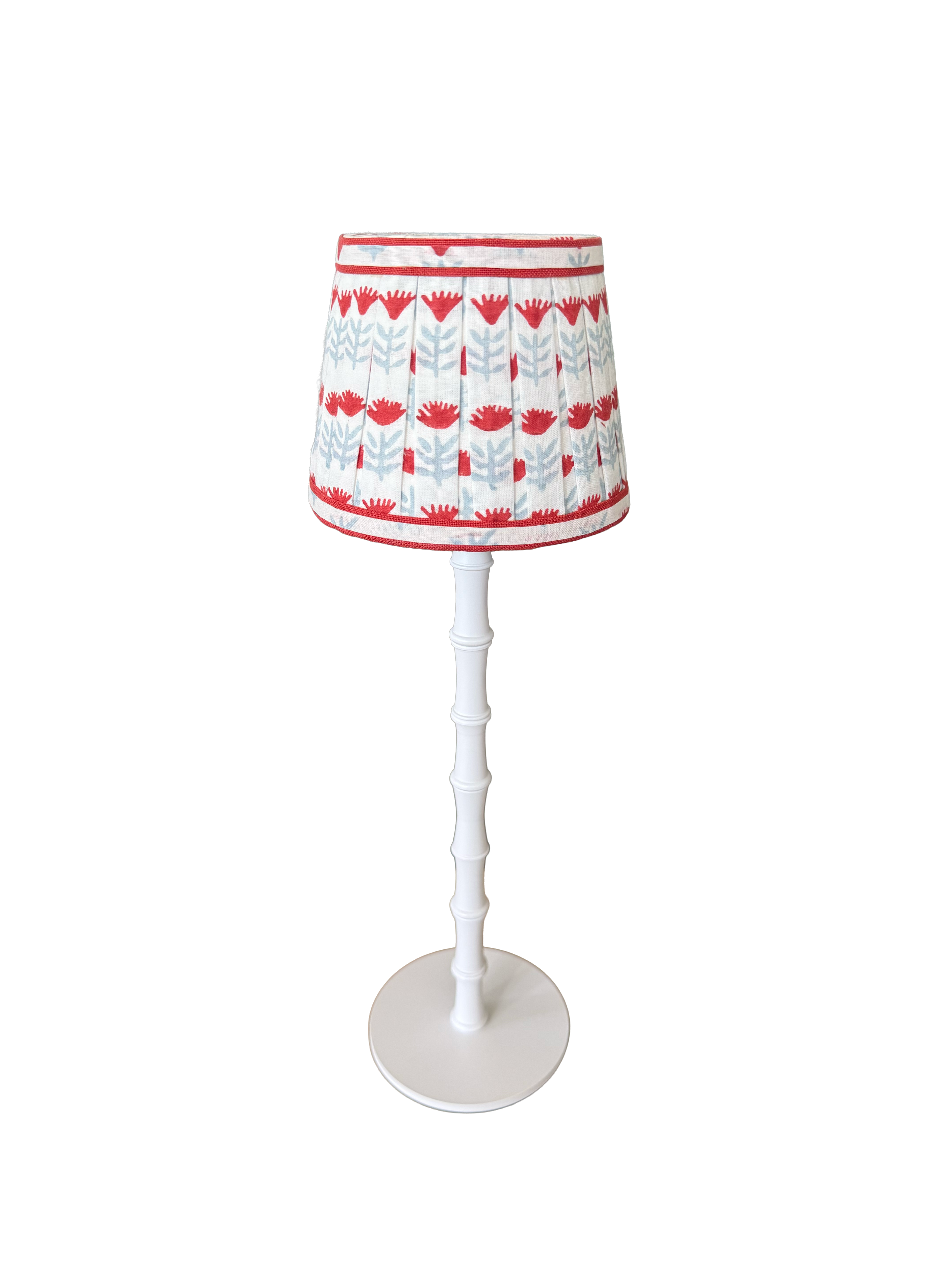 Ceae Shop - Wholesale Lamp Shade - Pleated Block Print Lampshade Cover for Cordless Lamps - Claire Poppy1